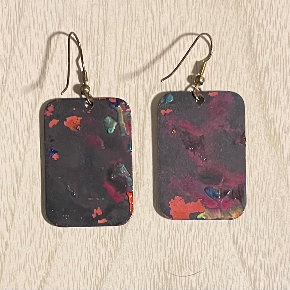 Colorful Abstract Earrings - Picture 2 of 3